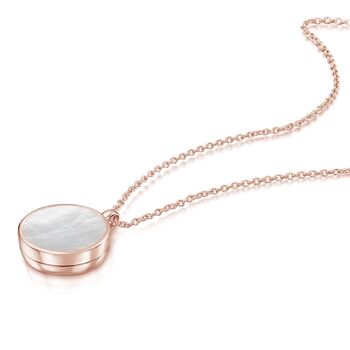 Mother Of Pearl Round Locket 18 K Rose Gold Plate, 3 of 11