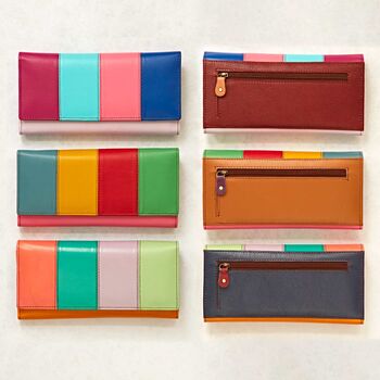 Recycled Leather Multicoloured Stripe Clutch Purse, 2 of 5