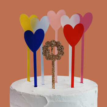 Multi Coloured Heart Shaped Cake Topper Set, 5 of 7