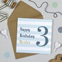 Candy Stripe 3rd Birthday Card, thumbnail 1 of 7