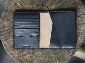 Luxury Black Leather Passport Holder Wallet Gift Boxed Personalised, 3 of 6