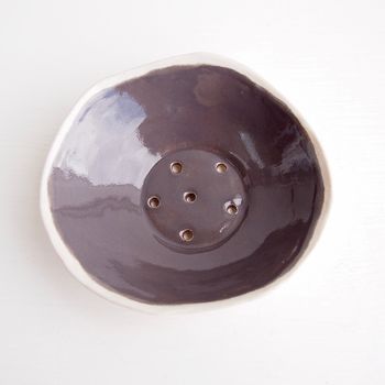 Handmade Grey Gloss Ceramic Soap Dish, 5 of 11