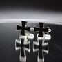 Black Cross Cufflinks Gift For Men Black Enamel Vintage Design, thumbnail 1 of 6