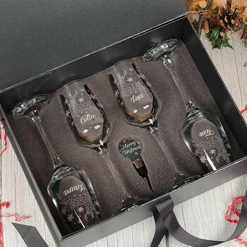 Two Or Four Christmas Reindeer Champagne Flutes And Gift Boxed Set, 7 of 8