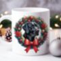 Personalised Black Labrador Christmas Wreath Dog Mug, thumbnail 1 of 2