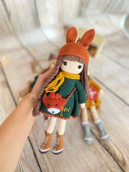 Handmade Toys For Kids, Natural Crochet Doll, 10 of 11