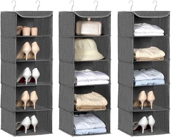 Hanging Wardrobe Clothes Organiser Storage Shelves, 8 of 12