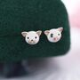 Sterling Silver Cute Little Pig Stud Earrings, thumbnail 3 of 10