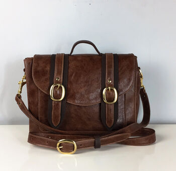 Two Tone Brown Leather 'Cleo' Handbag, 4 of 10