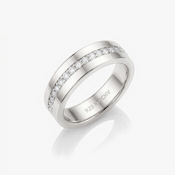 Thick Women's Cigar Ring Band With Stones, 2 of 4