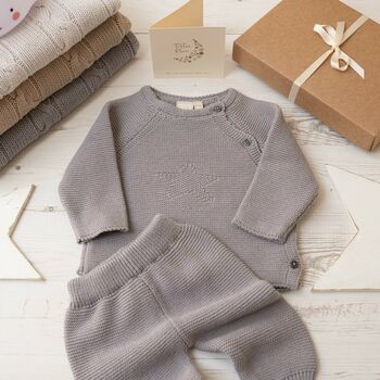 Unisex Baby Star Knitted Outfit Set, 4 of 12