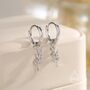 Sterling Silver Olive Branch Huggie Hoop Earrings, thumbnail 1 of 12