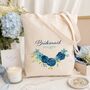 Personalised Blue Floral Bridesmaid Tote Bag Gift, thumbnail 5 of 6