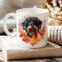 Personalised Dog Mug Wirehaired Dachshund In An Autumn Wreath, thumbnail 1 of 2