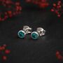 Sterling Silver December Blue Topaz Birthstone Stud Earrings, thumbnail 1 of 5