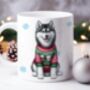 Personalised Husky In Christmas Jumper Mug, thumbnail 1 of 2