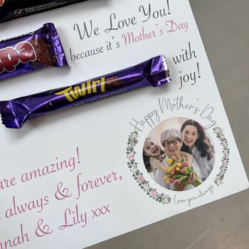 Personalised Mothers Day Chocolate Message Photo Board, 5 of 8