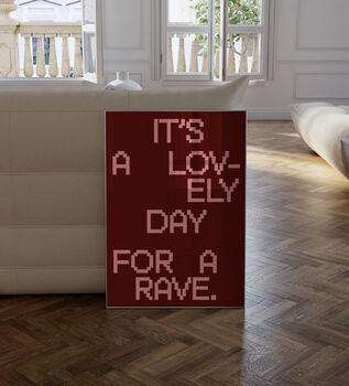 Day For A Rave Print | Typographic Poster | Wall Art | Aesthetic | Y2 K | Trendy | Club | Raving | Music |, 8 of 9