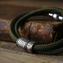 Olive Green Paracord And Silver Medical Alert Bracelet, thumbnail 3 of 11