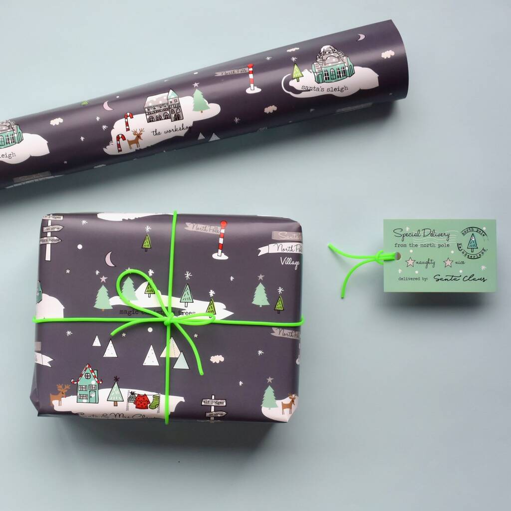 North Pole Christmas Wrapping Paper, 1 of 12