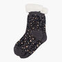 Women's Long Slipper Socks Grip Sole Leoaprd Print Grey, thumbnail 2 of 3