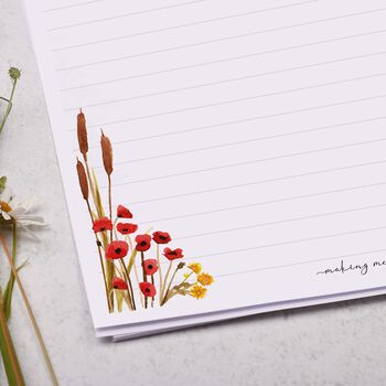 A4 Letter Writing Paper With Poppy And Reed Border, 2 of 4