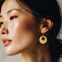 Yellow And White Circular Earrings, thumbnail 2 of 6
