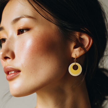 Yellow And White Circular Earrings, 2 of 6