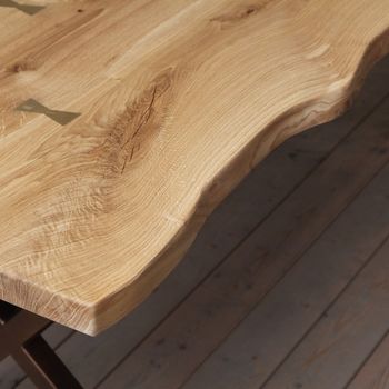 Chelsea X Shaped Live Edge Oak Dining Table, 4 of 4