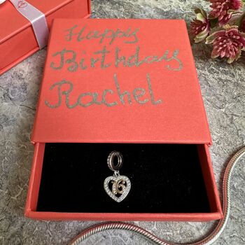 16th Birthday Charm Personalised Silver Bracelet Gift, 2 of 8