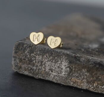 Heart Letter Initial Stainless Steel Stud Earring, 9 of 12