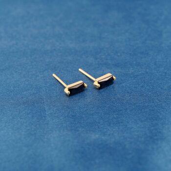 January Onyx Birthstone Stud Earrings, Onyx Stone Studs, Black Stone Studs, 3 of 7