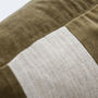 Amber Linen And Velvet Cushion In Olive, thumbnail 3 of 4