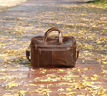 Genuine Leather Briefcase With Zip Pockets, 4 of 12