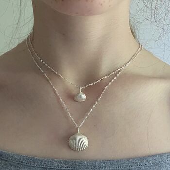 Sterling Silver Clam Shell Necklace, 3 of 10