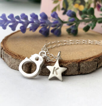 Handcuff Initial Star Silver Friendship Necklace, 8 of 12