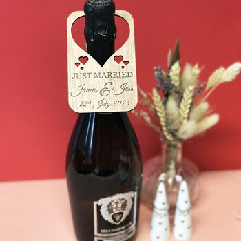 Personalised Just Married Wine Bottle Label, 3 of 4