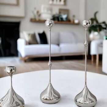 European Water Drop Silver Tone Candle Holders, 6 of 9