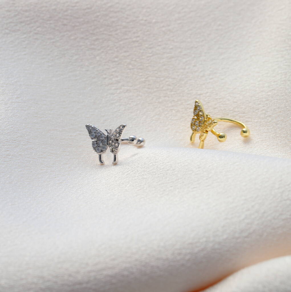 Crystal Butterfly Single Ear Cuff By Attic