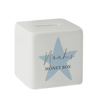 Personalised Blue Star Ceramic Square Money Box, 5 of 6