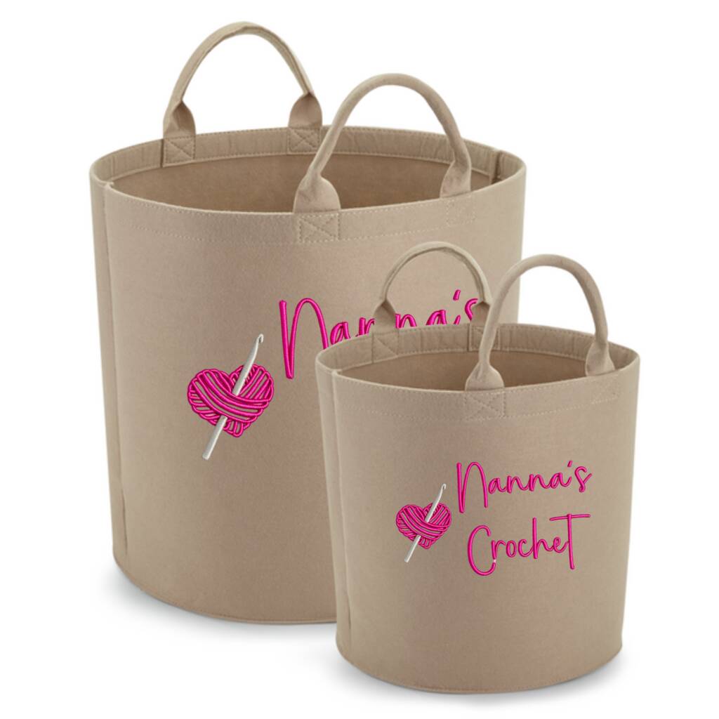 Personalised Crochet Storage Bag With Name And Design, Two Sizes, 1 of 5