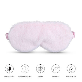 Silver Cloud Pink Fluffy Satin Sleep Eye Mask, 2 of 5
