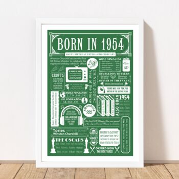 1954 Personalised 70th Birthday Fact Print Gift, 4 of 10