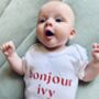 Bonjour, Personalised Babygrow Or T Shirt, thumbnail 6 of 8