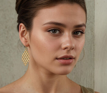 Gold Lace Bohemian Earrings, 2 of 9