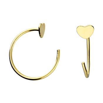 Dainty 18ct Yellow Gold Heart Pull Through Earrings, 2 of 6
