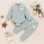 Personalise Ribbed Loungewear Blue Set, thumbnail 1 of 4