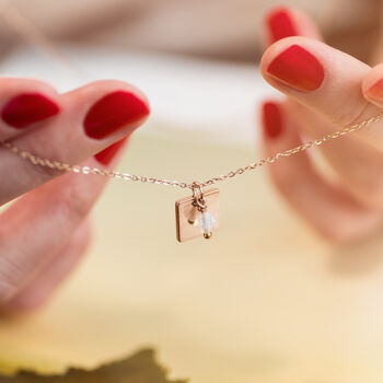 Personalised Square Charm Necklace, 2 of 6