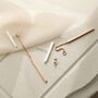 Sterling Silver Rose Gold Plated T Bar Dangly Earrings, thumbnail 4 of 5