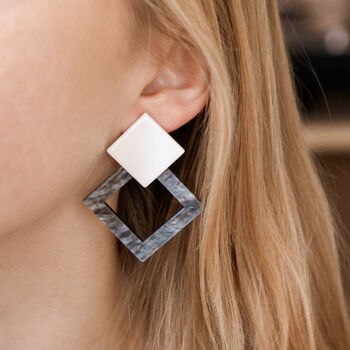 Double Square Drop Acrylic Earrings, 2 of 2